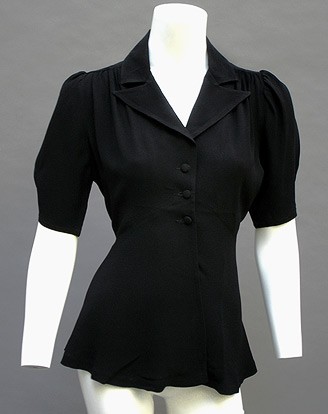 70S OSSIE CLARK NOIR MOSS CREPE TOP<br>6